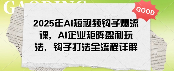 2025年AI短视频钩子爆流课，AI企业矩阵盈利玩法，钩子打法全流程详解-优优资源网