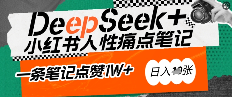 AI赋能小红书爆款秘籍：用DeepSeek轻松抓人性痛点，小白也能写出点赞破万的吸金笔记，日入多张-优优资源网