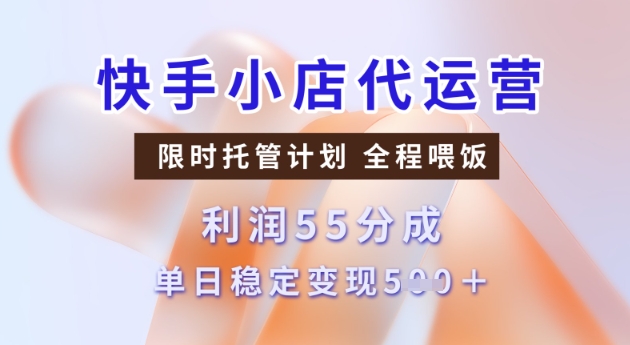 快手小店代运营3.0，模式新升级，收益55分，稳定单日5张-优优资源网