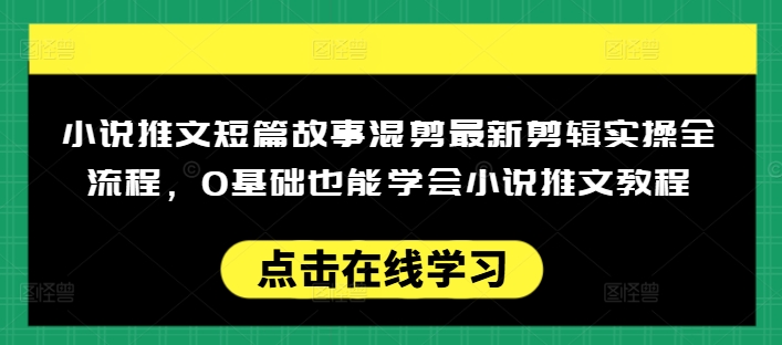 小说推文短篇故事混剪最新剪辑实操全流程，0基础也能学会小说推文教程，肯干多发日入多张-优优资源网