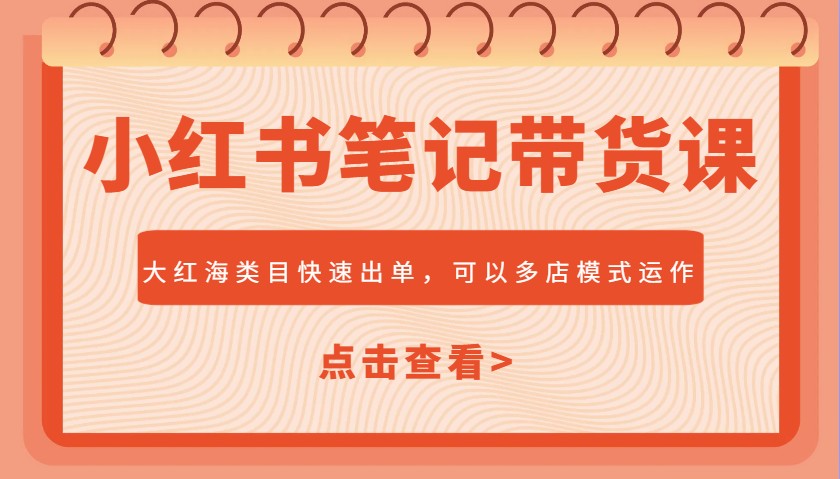 小红书笔记带货课，大红海类目快速出单，市场大，可以多店模式运作-优优资源网