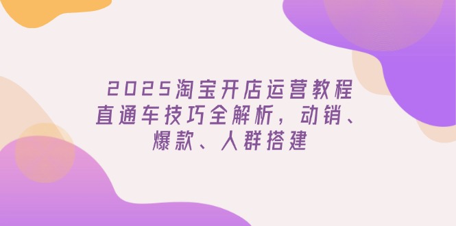 2025淘宝开店运营教程更新，直通车技巧全解析，动销、爆款、人群搭建-优优资源网
