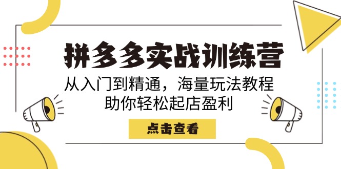 拼多多实战训练营，从入门到精通，海量玩法教程，助你轻松起店盈利-优优资源网
