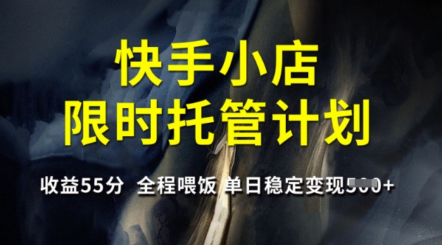 快手小店限时托管计划，收益55分，全程喂饭，单日稳定变现5张-优优资源网