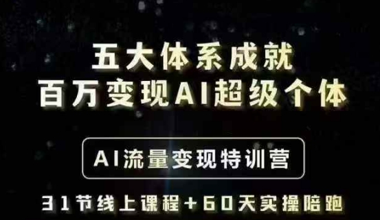 五大体系成就百万变现AI超级个体- AI流量变现特训营，一步一步教你一个人怎么年入百W-优优资源网