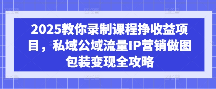 2025教你录制课程挣收益项目，私域公域流量IP营销做图包装变现全攻略-优优资源网
