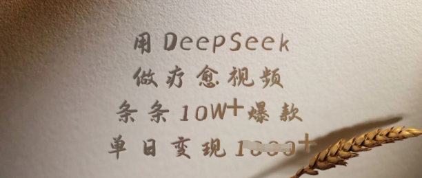 用DeepSeek做疗愈视频，条条10W+爆款，单日变现多张-优优资源网