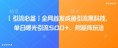 【引流必备】全网首发咸鱼引流黑科技，单日曝光引流500+，附矩阵玩法-优优资源网