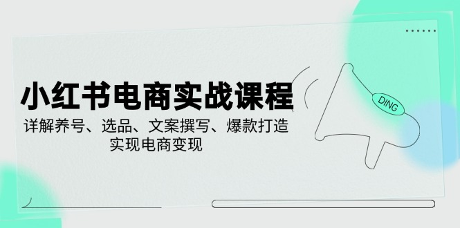 小红书电商实战课程，详解养号、选品、文案撰写、爆款打造，实现电商变现-优优资源网