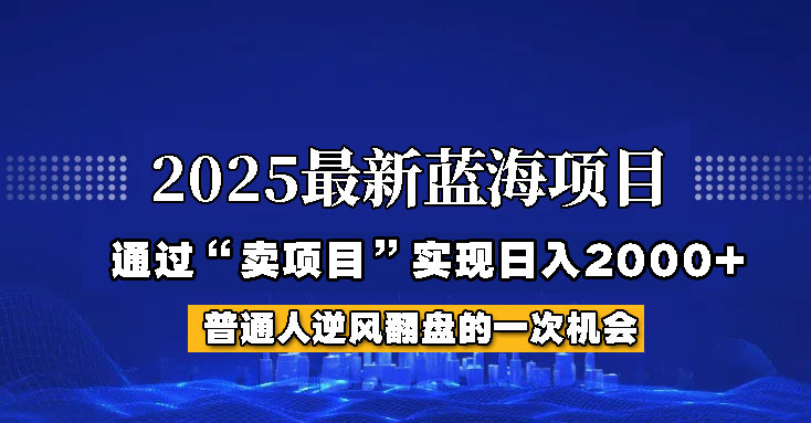 2025年蓝海项目，如何通过“网创项目”日入2000+-优优资源网