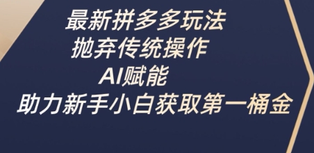 最新拼多多玩法，抛弃传统操作，AI赋能，助力新手小白获取第一桶金-优优资源网