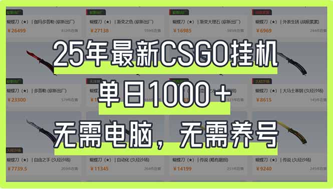 25年最新CSGO挂机系统，单日1000+，无需电脑，无需养号，0基础可上手-优优资源网