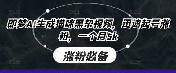 即梦AI生成猫咪黑帮视频，迅速起号涨粉，一个月5k-优优资源网