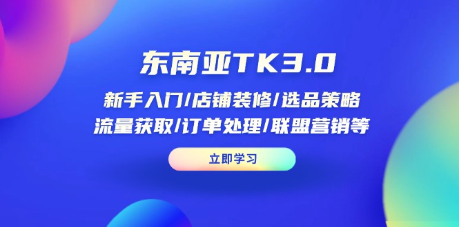 东南亚TK3.0：新手入门/店铺装修/选品策略/流量获取/订单处理/联盟营销等-优优资源网