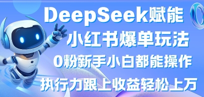 DeepSeek赋能小红书爆单玩法0粉新手小白都能操作，执行力跟上收益轻松上W，懒人勿做-优优资源网