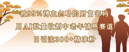 被99%博主忽略的财富密码：用AI批量收割中老年情感赛道，日引流300+精准粉-优优资源网
