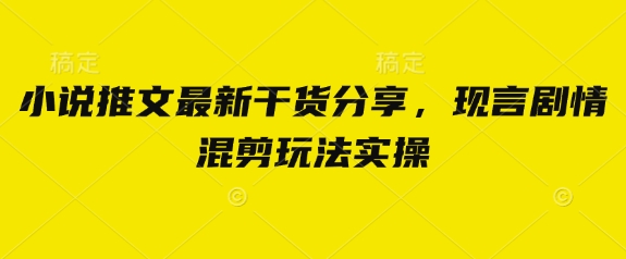 小说推文最新干货分享，现言剧情混剪玩法实操-优优资源网