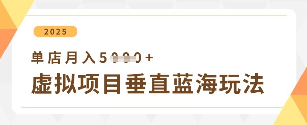 虚拟项目垂直玩法，实现单店月入5k+-优优资源网