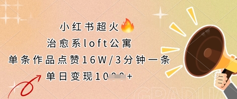 小红书超火的治愈系loft公寓，单条作品点赞16W，3分钟一条，单日变现数张-优优资源网