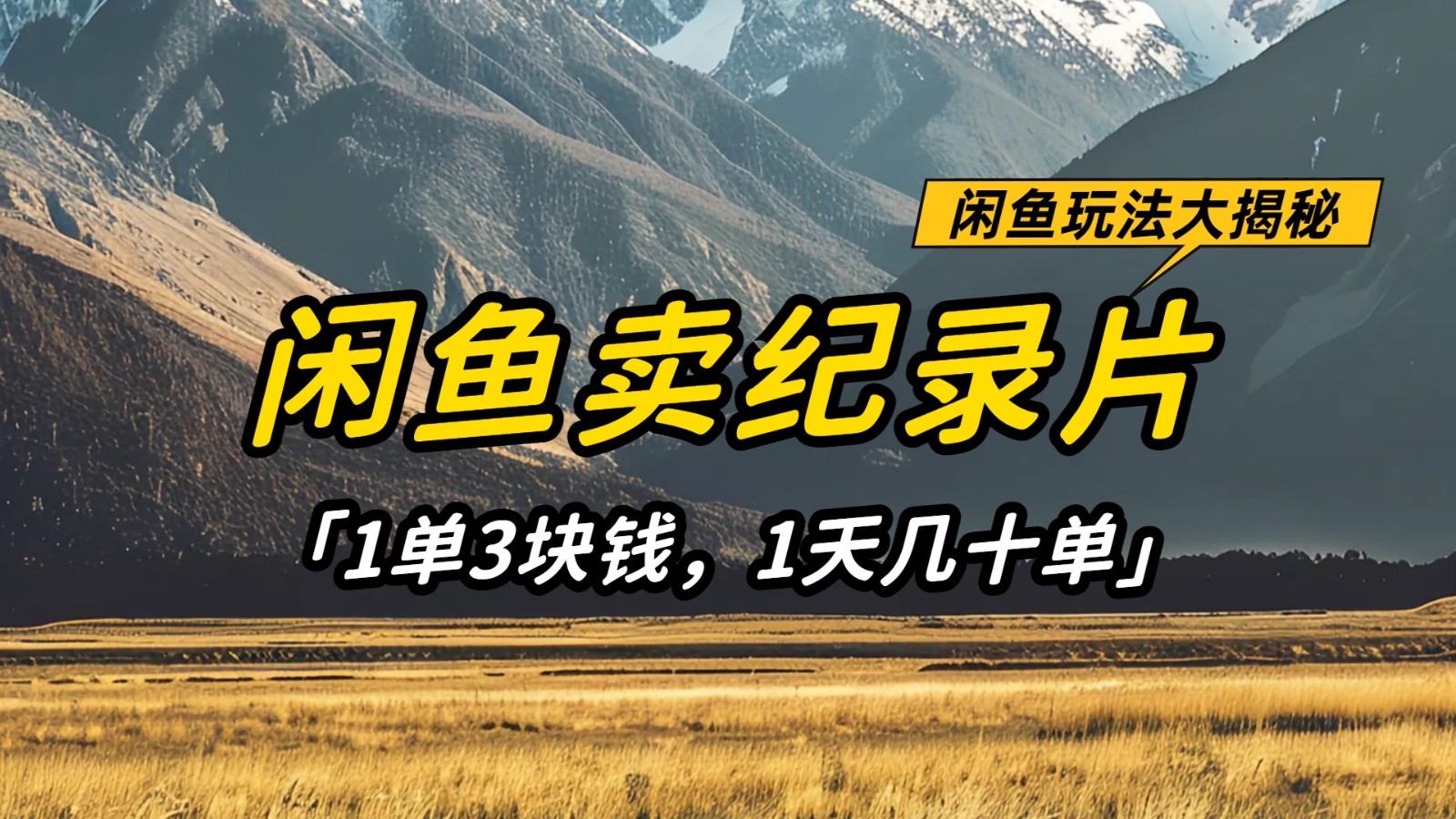 闲鱼卖纪录片，简单又赚钱的小项目，1单3块钱  1天几十单-优优资源网