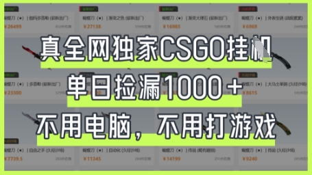 真全网独家CSGO挂G，单日捡漏1k+-优优资源网