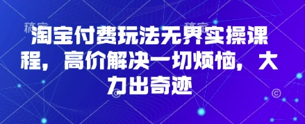 淘宝付费玩法无界实操课程，高价解决一切烦恼，大力出奇迹-优优资源网