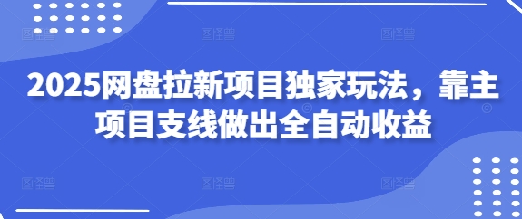 2025网盘拉新项目独家玩法，靠主项目支线做出全自动收益-优优资源网