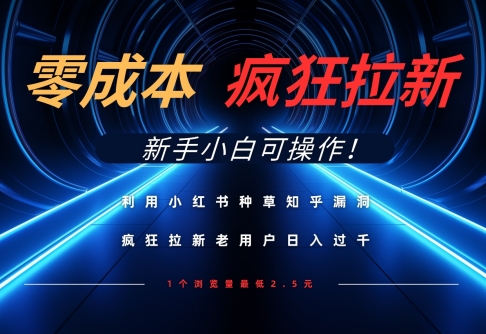 利用小红书种草知乎漏洞，零成本疯狂拉新日入数张，新手小白可操作-优优资源网