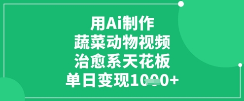 用Ai制作蔬菜动物视频，治愈系天花板，单日变现1k-优优资源网