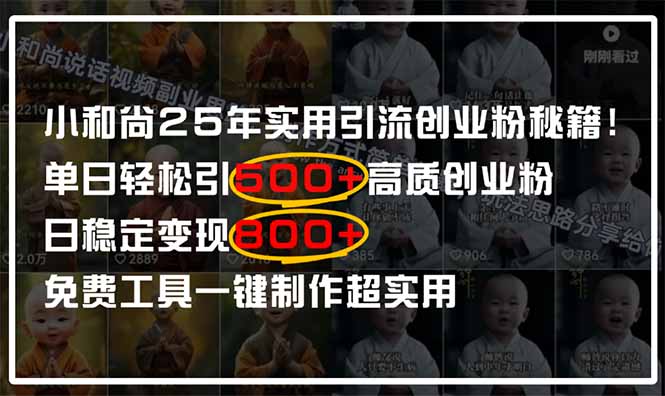 小和尚2025年实用引流秘籍！单日轻松引500+高质量创业粉，日变现800+，…-优优资源网
