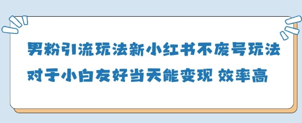 男粉引流玩法(新)，玩法友好做的好当天就能变现-优优资源网