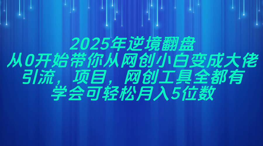 2025年逆境翻盘，从0开始带你从网创小白变成大佬，引流，项目，网创工…-优优资源网