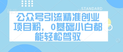公众号引流精准创业项目粉，0基础小白都能轻松驾驭-优优资源网