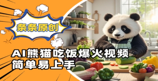 Ai熊猫吃饭爆火视频，条条原创，简单易上手-优优资源网