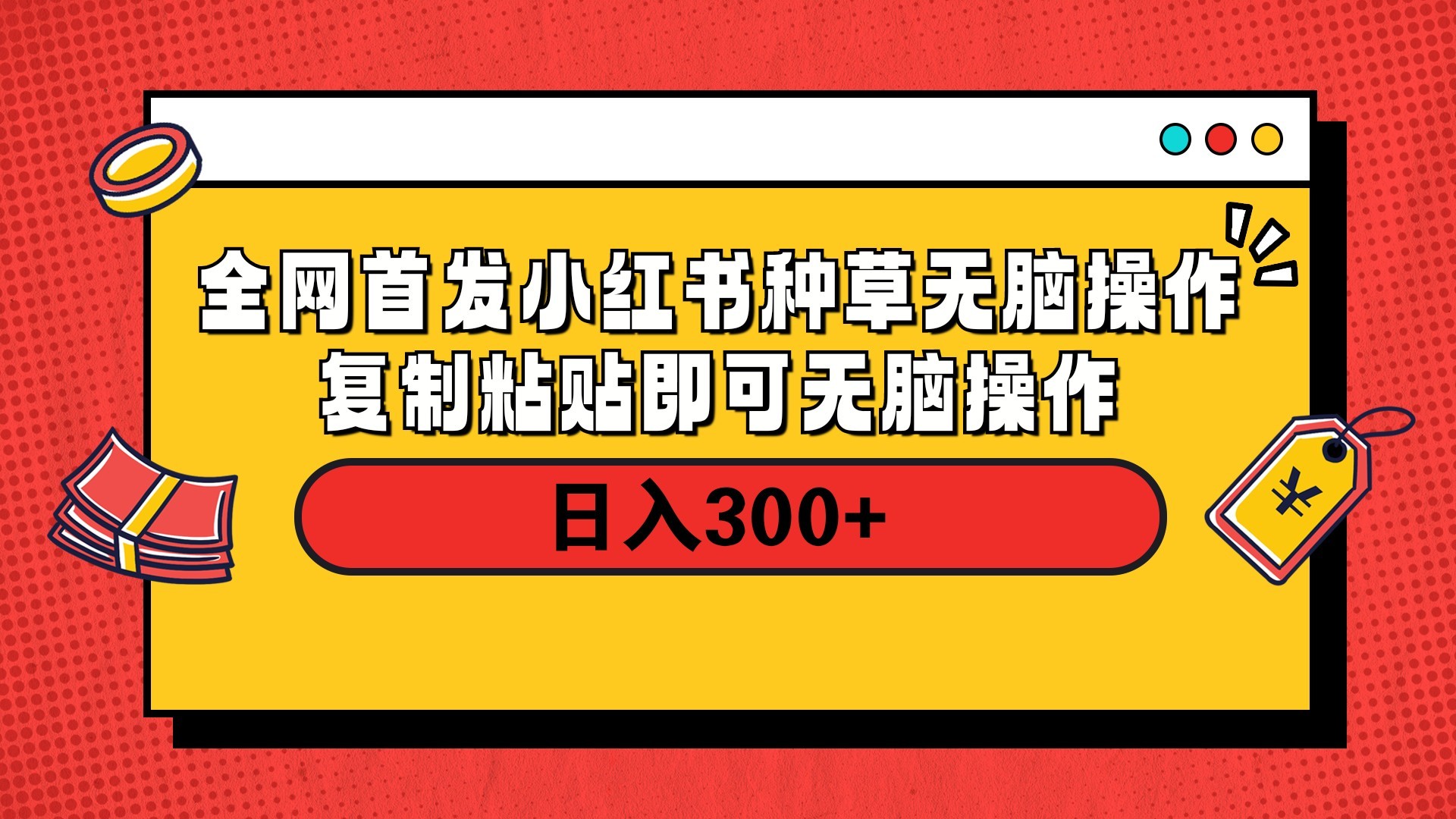 全网首发 小红书种草无脑操作复制黏贴即可 轻松日入300+-优优资源网