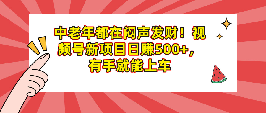 中老年都在闷声发财！视频号新项目日赚500+，有手就能上车-优优资源网