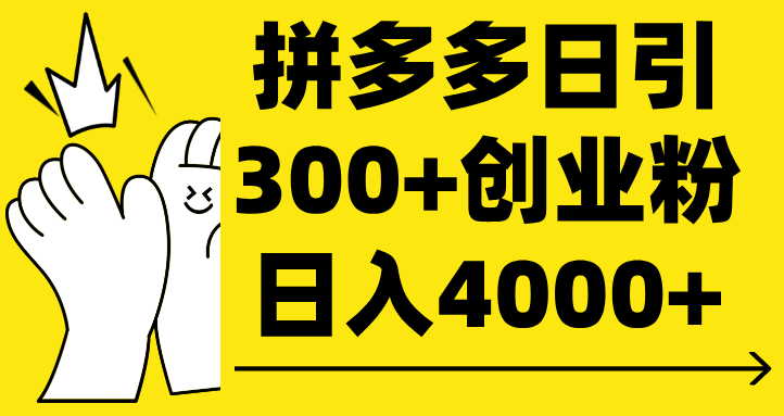 拼多多日引300+创业粉 日入4000+-优优资源网