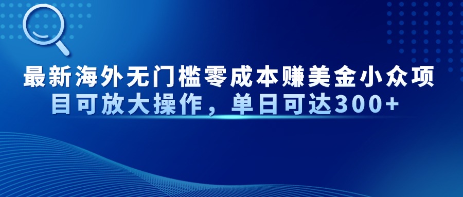 最新海外无门槛美金小众项目可放大操作，单日可达300+-优优资源网