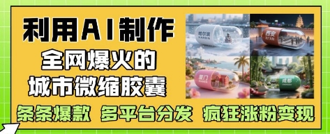 利用AI制作全网爆火的城市微缩胶囊，条条爆款， 多平台分发，疯狂涨粉变现-优优资源网