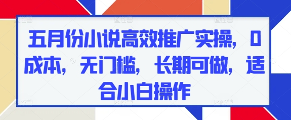 五月份小说高效推广实操，0成本，无门槛，长期可做，适合小白操作-优优资源网