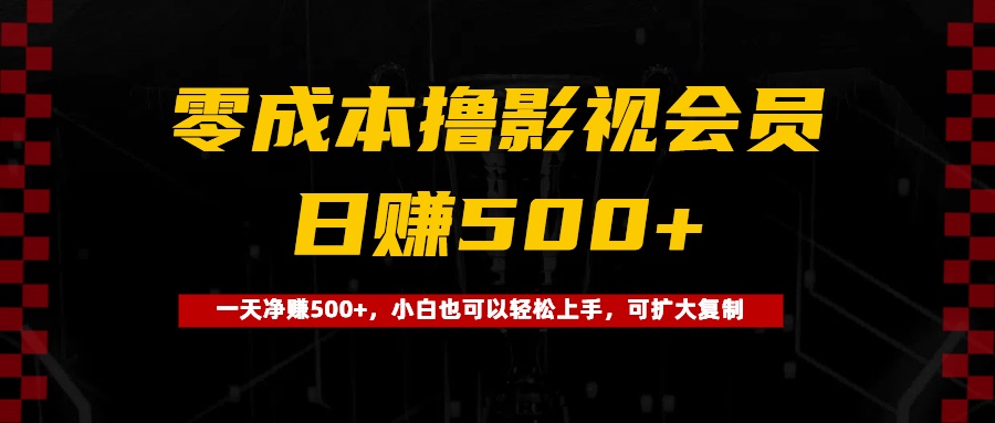 0成本撸影视会员，一天净赚500+，小白也可以轻松上手，可扩大复制-优优资源网