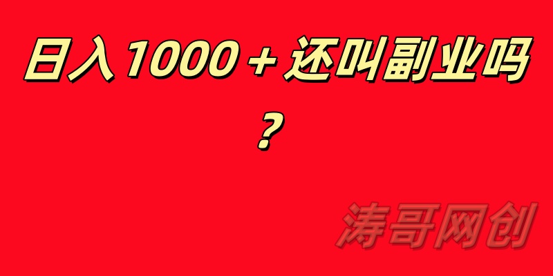 涛哥:日收入1000+的玩法还叫副业吗?-涛哥网创