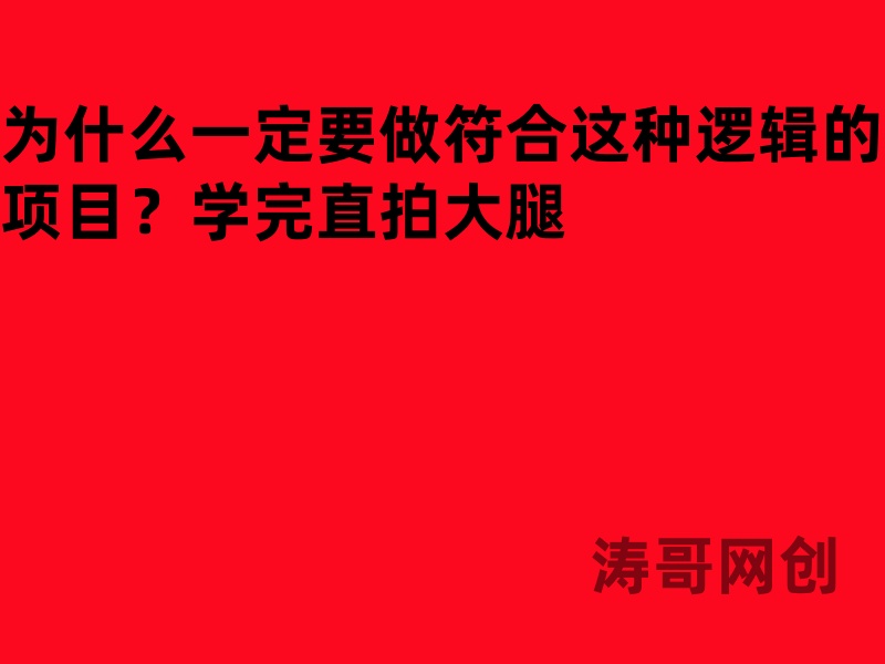 涛哥:为什么一定要做符合这种逻辑的项目?学完直拍大腿-涛哥网创
