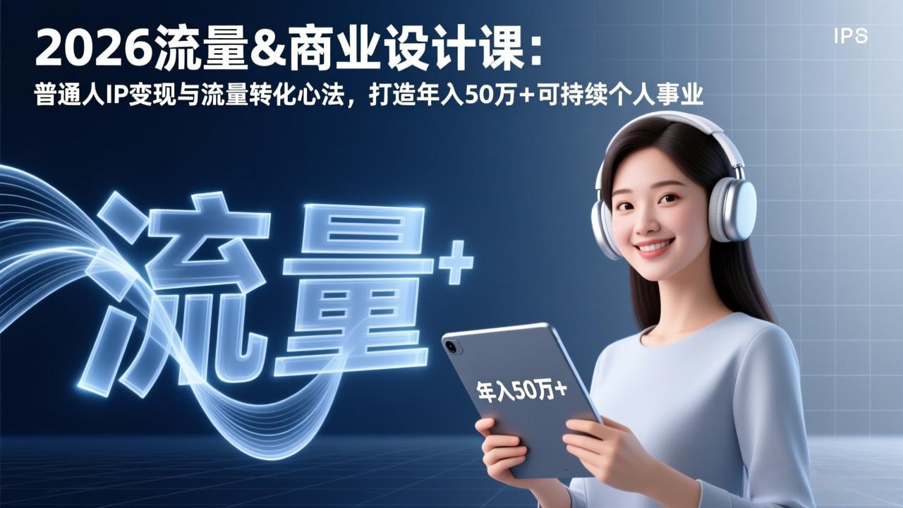 2026流量&商业设计课:普通人IP变现与流量转化心法,打造年入50万+可持续个人事业-俊哥