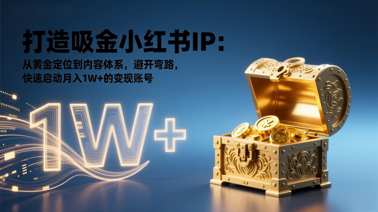 打造吸金小红书IP：从黄金定位到内容体系，避开弯路，快速启动月入1W+的变现账号-俊哥