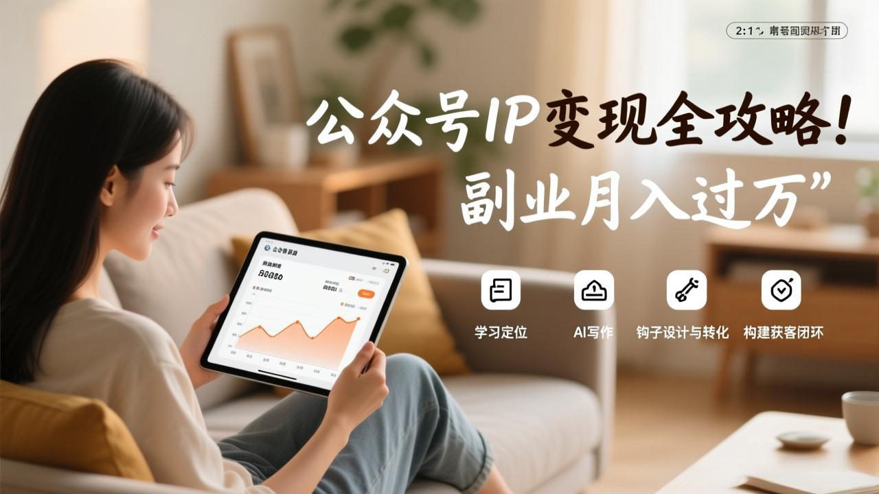 公众号IP变现全攻略，学习定位、AI写作、钩子设计与转化，构建获客闭环，副业月入过万-俊哥