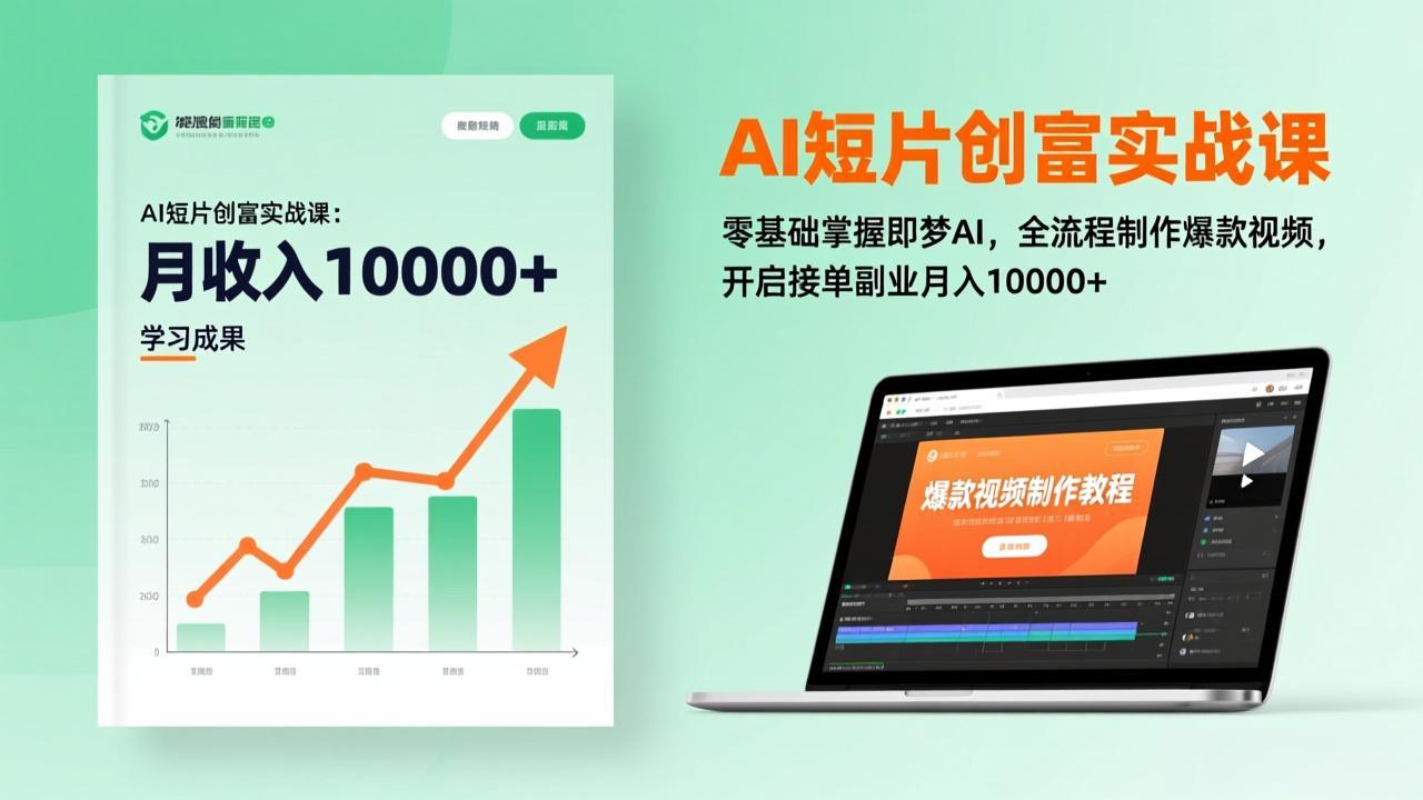 AI短片创富实战课:零基础掌握即梦AI,全流程制作爆款视频,开启接单副业月入10000+(更新-俊哥