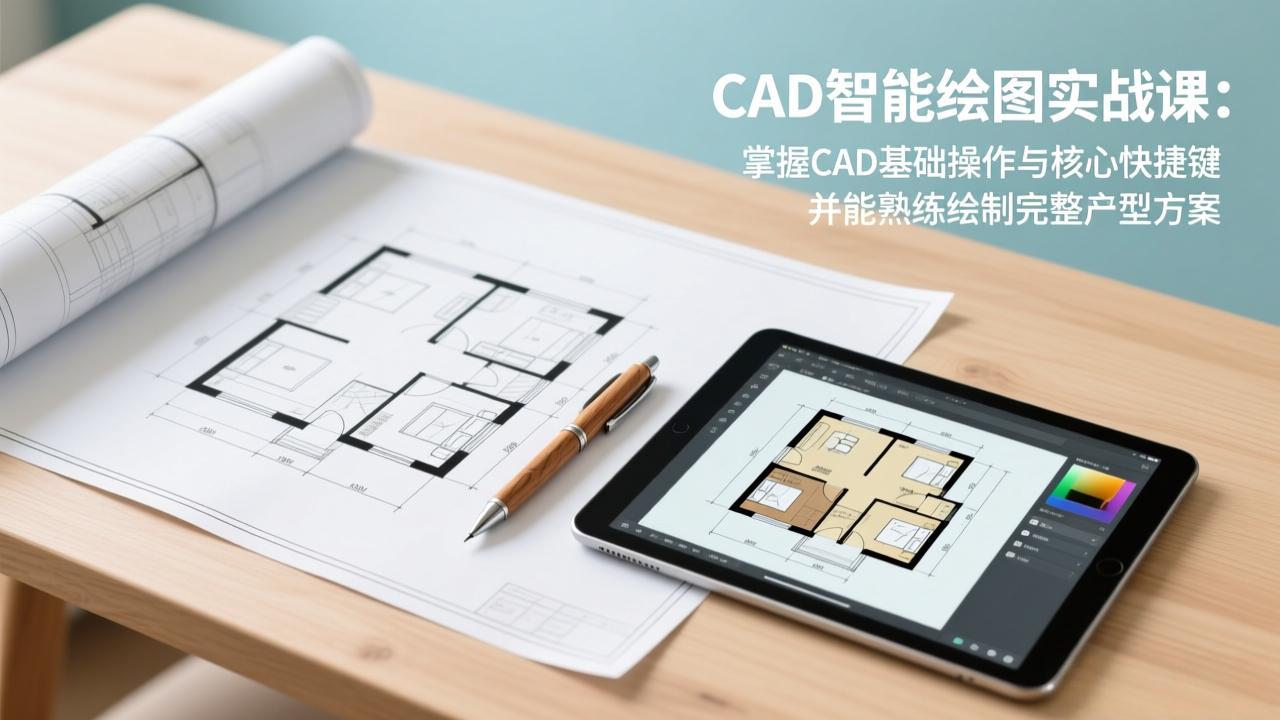 CAD智能绘图实战课：掌握CAD基础操作与核心快捷键，并能熟练绘制完整户型方案-俊哥