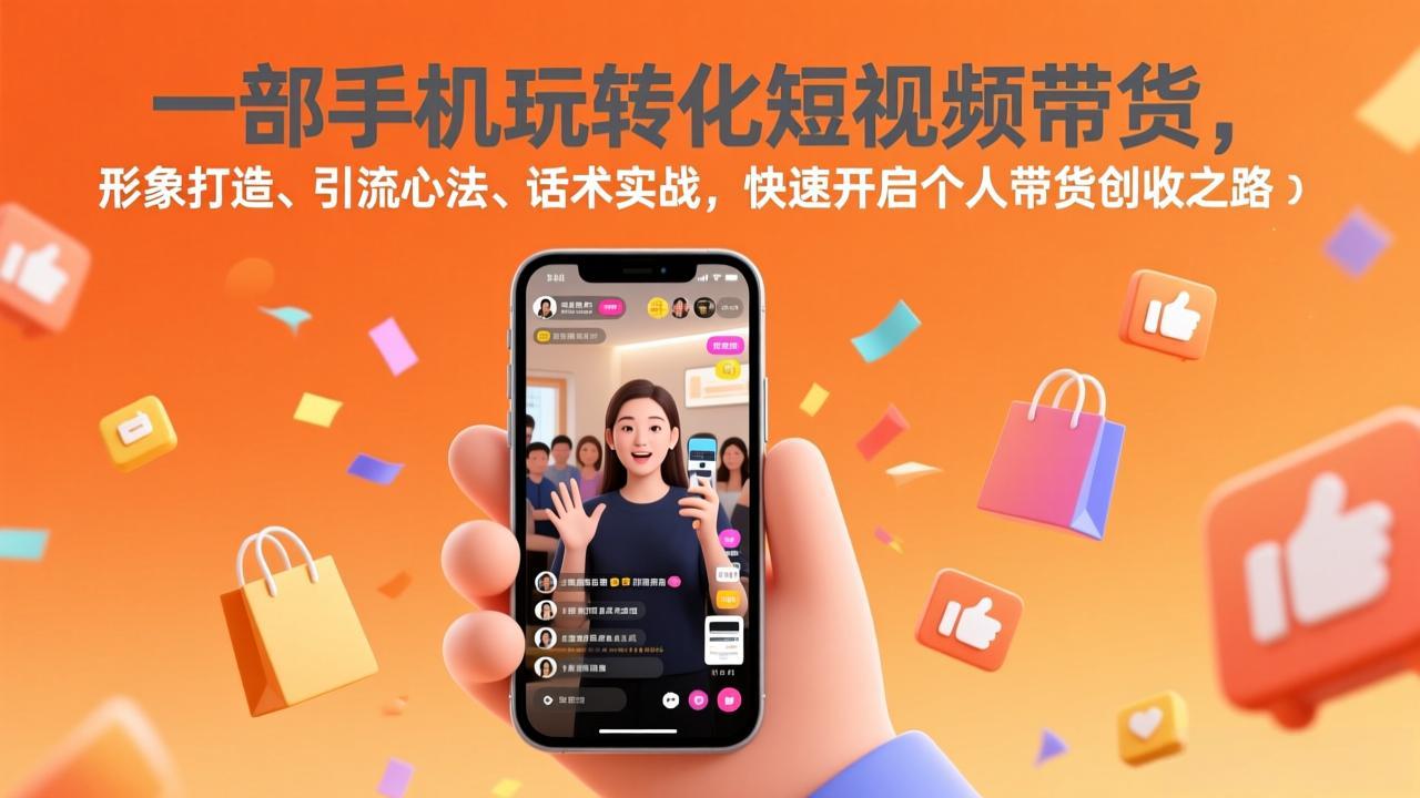 一部手机玩转化短视频带货,形象打造、引流心法、话术实战,快速开启个人带货创收之路-俊哥