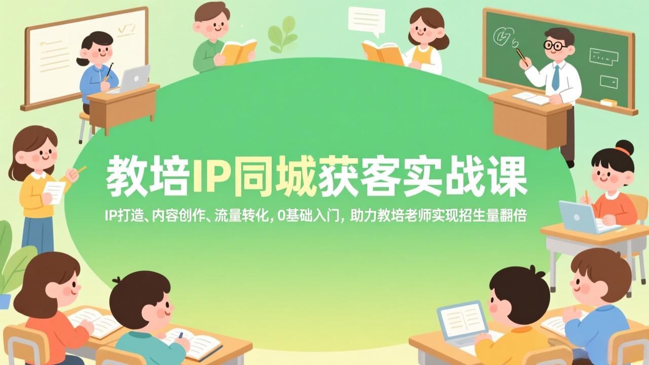 教培IP同城获客实战课,IP打造、内容创作、流量转化,0基础入门,助力教培老师实现招生量翻倍-俊哥